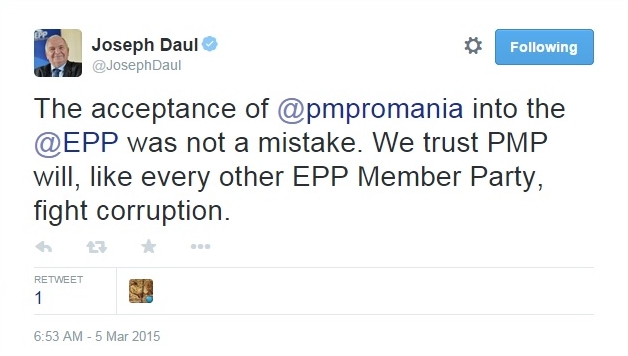 Joseph Daul, mesaj pe Twitter