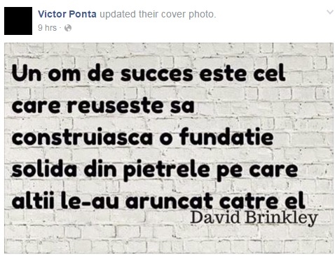 Victor Ponta, mesaj pe Facebook 