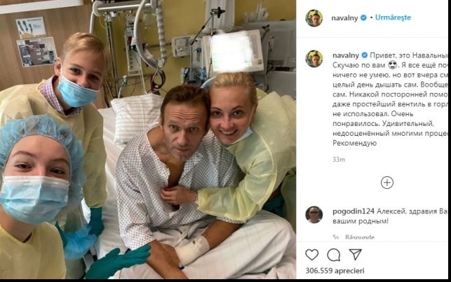 Prima fotografie cu Aleksei Navalnîi după ieşirea din comă